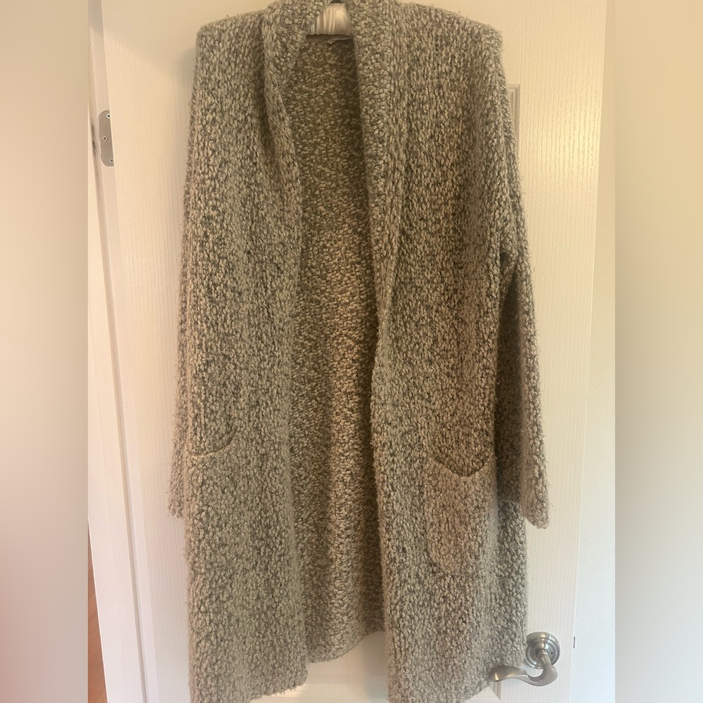 Vince Grey Boucle’ Open-Front Cardigan